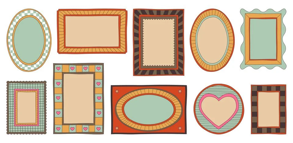 Drawn y2k frame border collection イラスト素材