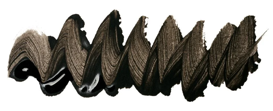 Drawn zigzag with black paint using a brush on a white background Stock Photos