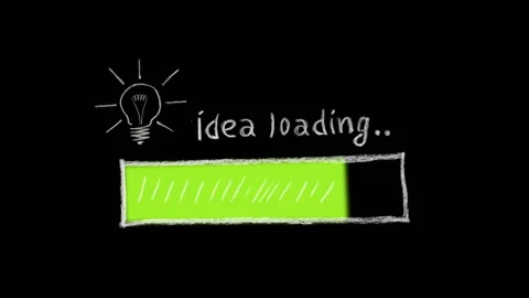 Drawning Idea loading bar animation on black and white screen. Stock-Footage 97131493