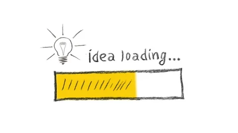 Drawning Idea loading bar animation on black and white screen. Stock-Footage 97131496