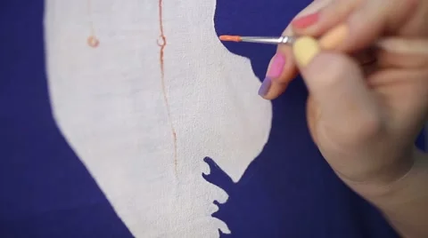 Draws a brush on canvas Video stock 54146123