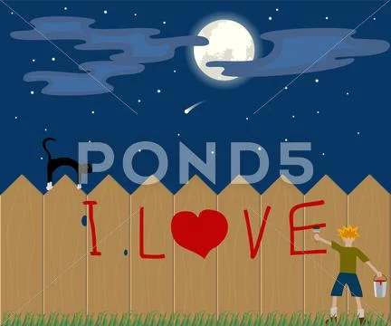 Draws on a fence Stock Illustration