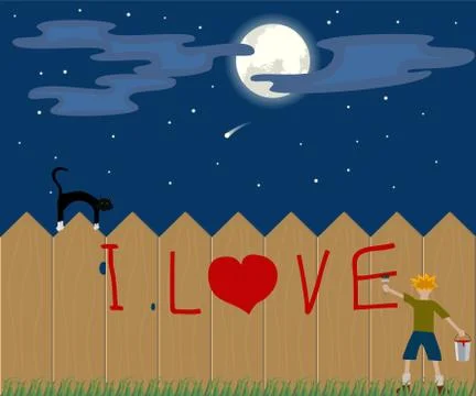 Draws on a fence Stock Illustration