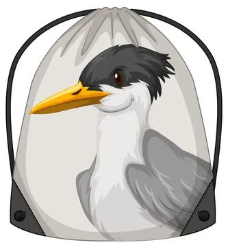 Drawstring backpack with bird pattern 스톡 일러스트