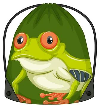 Drawstring backpack with frog pattern 스톡 일러스트