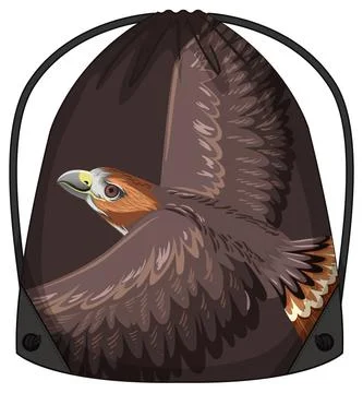 Drawstring backpack with hawk pattern 库存插图