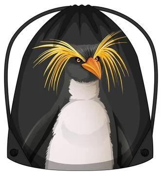 Drawstring backpack with penguin pattern Stock Illustration