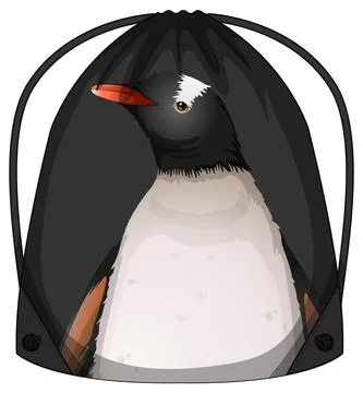 Drawstring backpack with penguin pattern 스톡 일러스트
