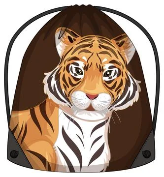 Drawstring backpack with tiger pattern 스톡 일러스트