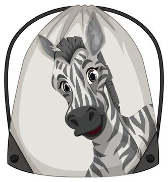 Drawstring backpack with zebra pattern Stock Illustration