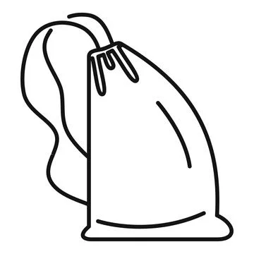 Drawstring bag icon showing gym pouch outline Stock Illustration