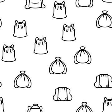 Drawstring Bag Travel Accessory Vector Seamless Pattern 스톡 일러스트