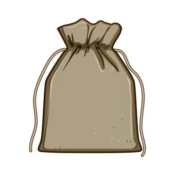 Drawstring sack icon containing precious items Illustrazione stock