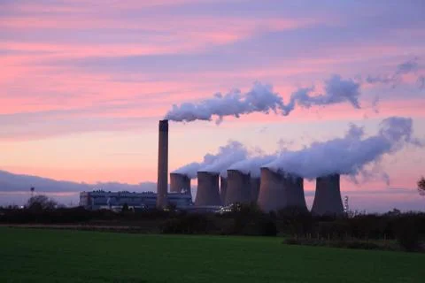 Drax power station at sunset Stock Photos