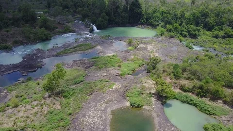 Dray Nur waterfall, Central Highlands, Flycam, Vietnam Stock Footage 76237608