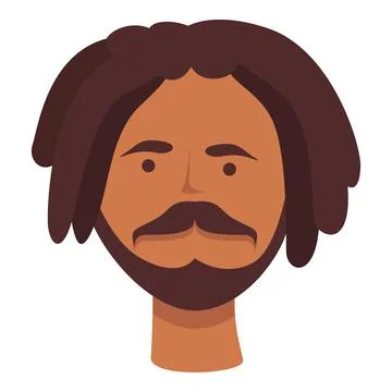 Dreadlocks and mustache icon cartoon vector. African hair Stock Illustration