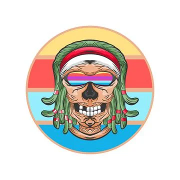 Dreadlocks skull Stock Illustration