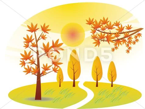 Dream autumn forest Stock Illustration