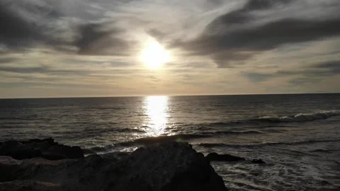 Dream Beach sunset with boulder rocks Video stock 297228342