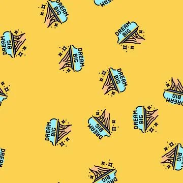 Dream big succes challenge vector seamless pattern Stock Illustration