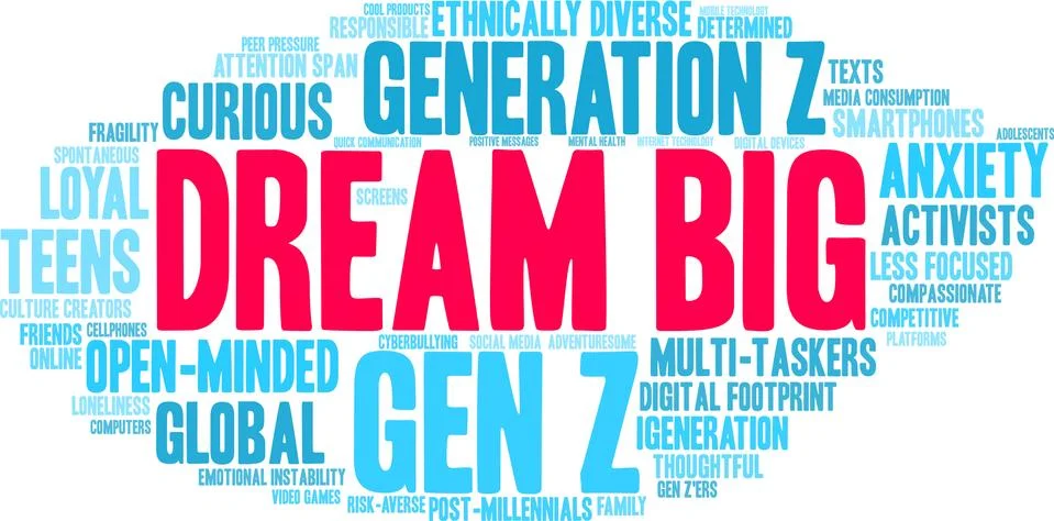 Dream Big Word Cloud Illustrazione stock