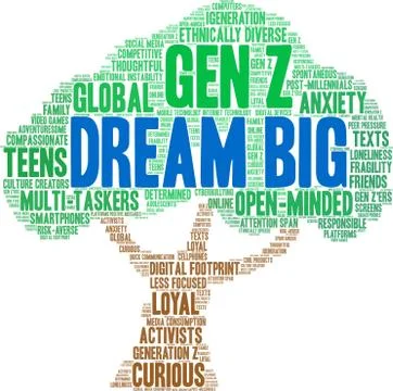 Dream Big Word Cloud Ilustração Stock