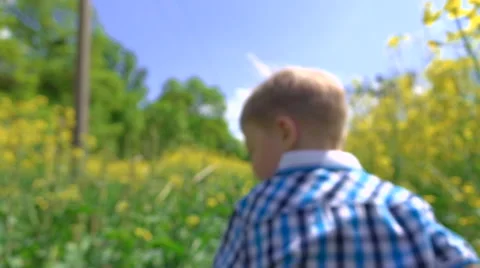 Dream of boy running in the field Video stock 62945005