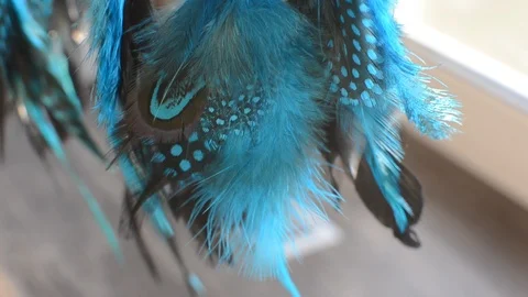 Dream catcher handmade with feathers threads and beads. Stock Footage 89127405
