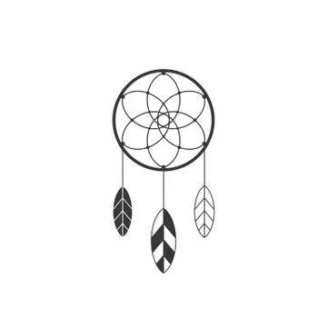Dream catcher icon of native american with feather, silhouette vector icon Stock Illustration