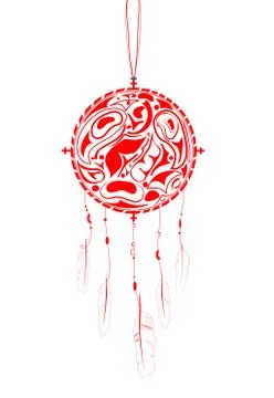 Dream Catcher with indigenous pattern Stock Illustration