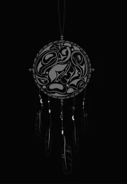 Dream Catcher with indigenous pattern Stock Illustration