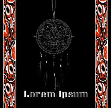 Dream Catcher with indigenous pattern Stock Illustration