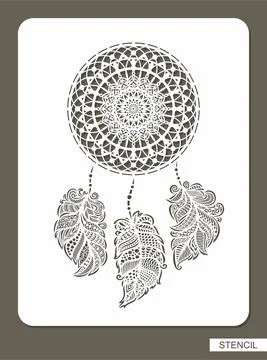 Dream catcher stencil.  Stock Illustration