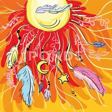 Dream catchers. Native american traditional symbol. Vintage hand drawn. Stock Illustration