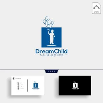 Dream child, creative logo template vector illustration with business card Stock Illustration