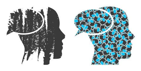 Dream Cloud Icon Recursive Composition and Grunge Textured Icon Stock Illustration