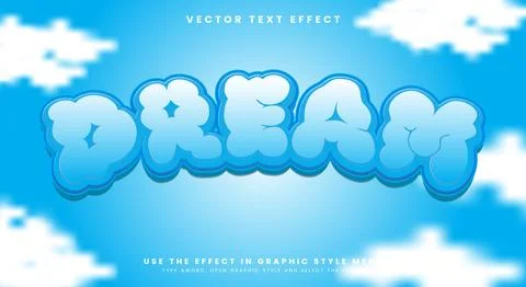 Dream Cloudy editable text effect Illustrazione stock