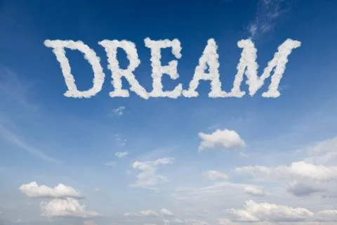 Dream concept text in clouds 库存插图