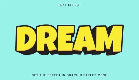 Dream editable text effect in 3d style Stock Illustration