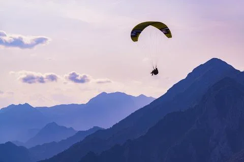 Dream flight in the mountains. 스톡 사진
