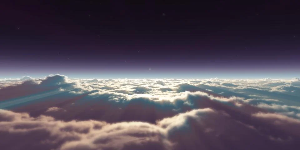 Dream fly above clouds ray light Stock Illustration