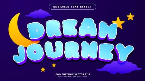 Dream Journey editable text effect template with night sky style and star b.. Illustrazione stock