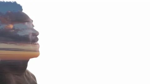 Dream journey sunset inspiration man face skyline Vidéo 193931963