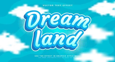 Dream Land 3d editable text effect Template Stock Illustration