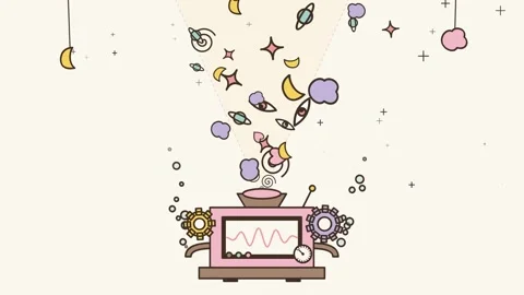Dream Machine Concept, Imagination and Creativity, Abstract Animation Vídeos de archivo 341400148