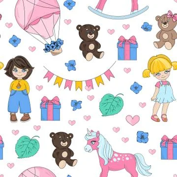 DREAM PARTY Valentine's Seamless Pattern Stock Illustration