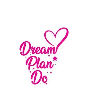 Dream Plan Do  Motivational T-Shirt Design with Heart and Stars in Pink Stock Illustration