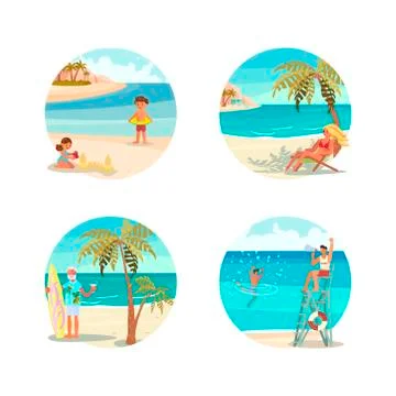 Dream scene with Beautiful beach Stock Illustration