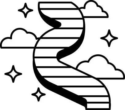 A Dream Stairs with a sky in the background Stock Illustration