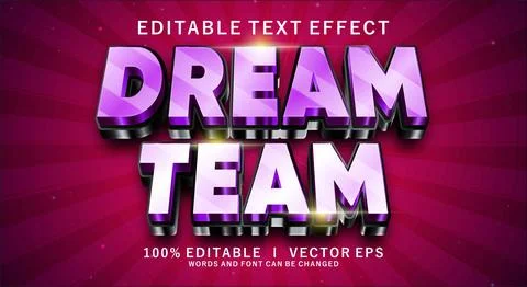 Dream team 3d vector text effect with modern style design Stock Illustration
